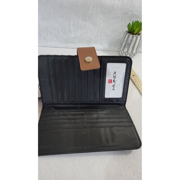 Lot Of 2 Women's Wallet DKNY Beige Logo Print Mundi Brown Leather Card Slots - Picture 6 of 10